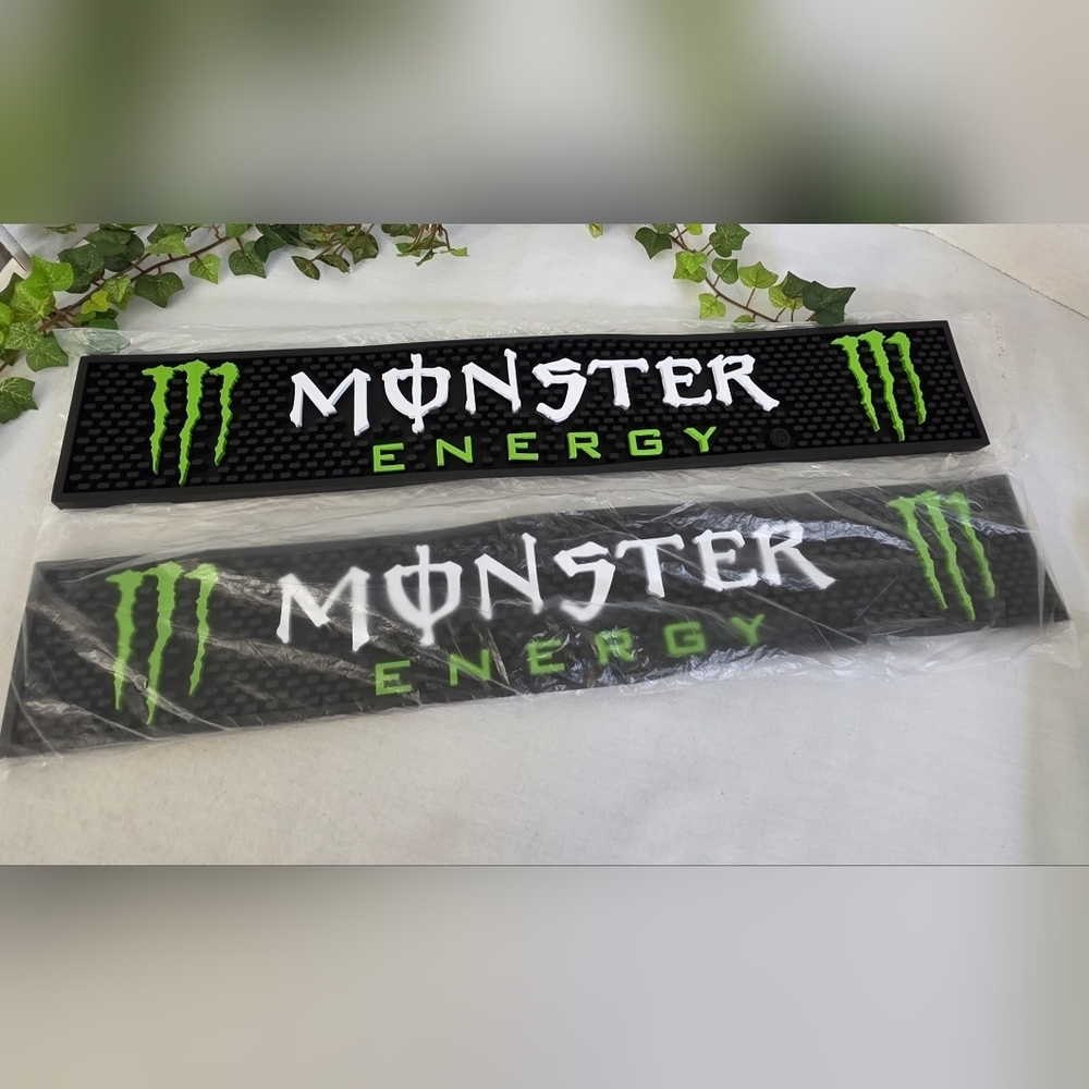 Monster Energy Drink Rubber Bar Rail Mat Set of 2 NIP